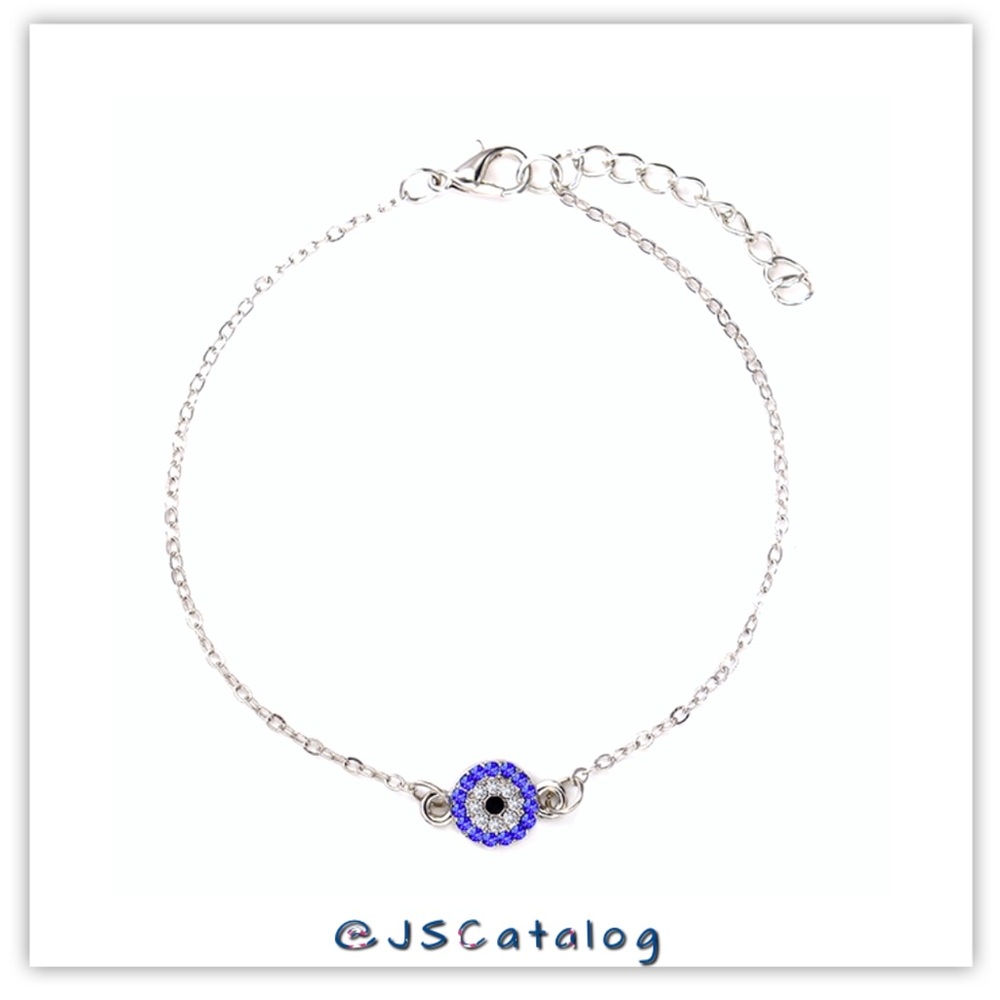 ⏰SALE⏰ 3 x Luxury Silver Plated Alloy w/ Blue & White CZ Anklets